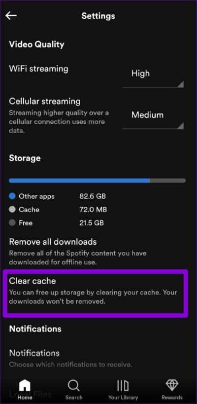 Clear-Spotify-Cache-on-Mobile-500x1024-1-400x819 أفضل 6 طرق لإصلاح خطأ لا يوجد اتصال متاح بالإنترنت في Spotify على Android
