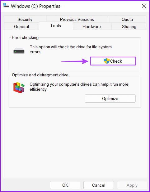 Click-On-Check أفضل 3 طرق لتشغيل أداة التحقق من القرص على Windows 11