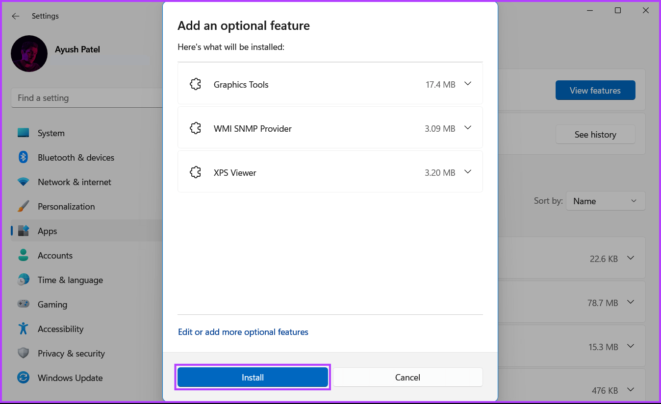 Click-On-Install-1 أفضل 4 طرق لإضافة أو إزالة الميزات الاختيارية على Windows 11