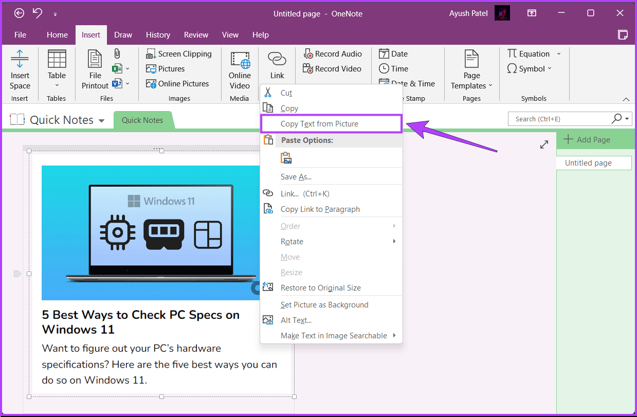 Click-on-Copy-Text-from-Picture أفضل 3 طرق لاستخراج النص من الصور على Windows 11