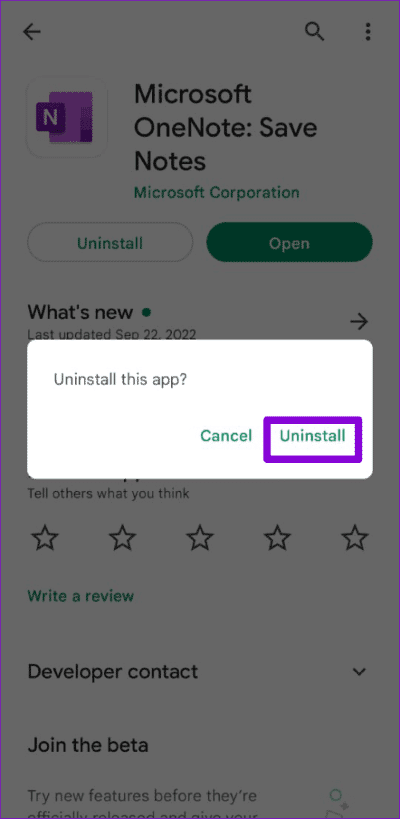 Confirm-Uninstall-OneNote-App-500x1024-1 أفضل 6 طرق لإصلاح عدم عمل تطبيق OneNote على Android