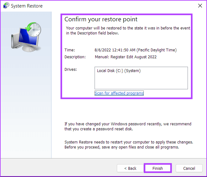 Confirm_System_Restore_Point أفضل 8 طرق لإصلاح الملفات الفاسدة و التالفة على نظام التشغيل Windows 11