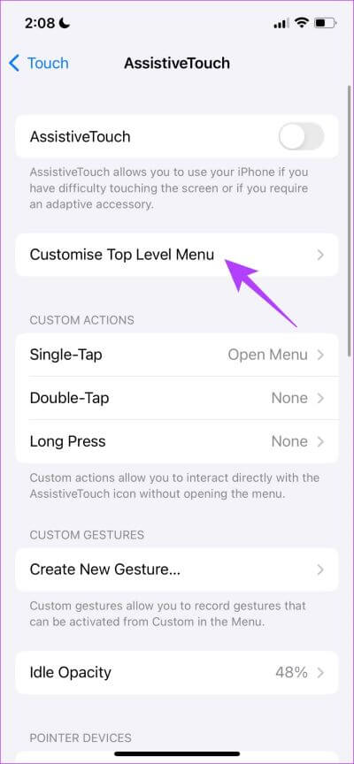 Customise-Top-Level-Menu 7 طرق لإصلاح لعدم عمل AssistiveTouch على iPhone