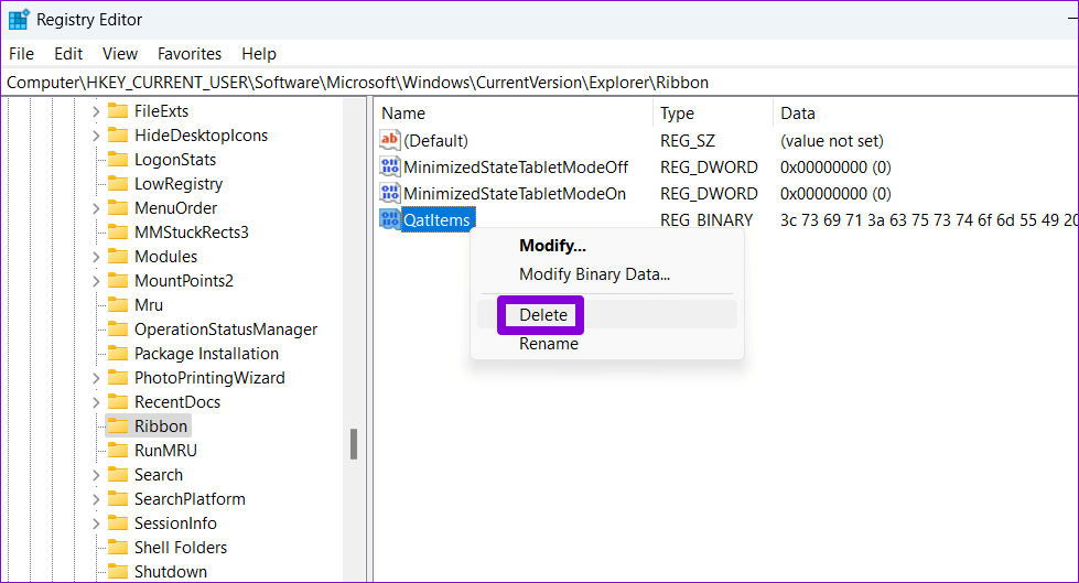 Delete-Registry-Key-2 أفضل 5 طرق لإصلاح عدم عمل الوصول السريع على Windows 11