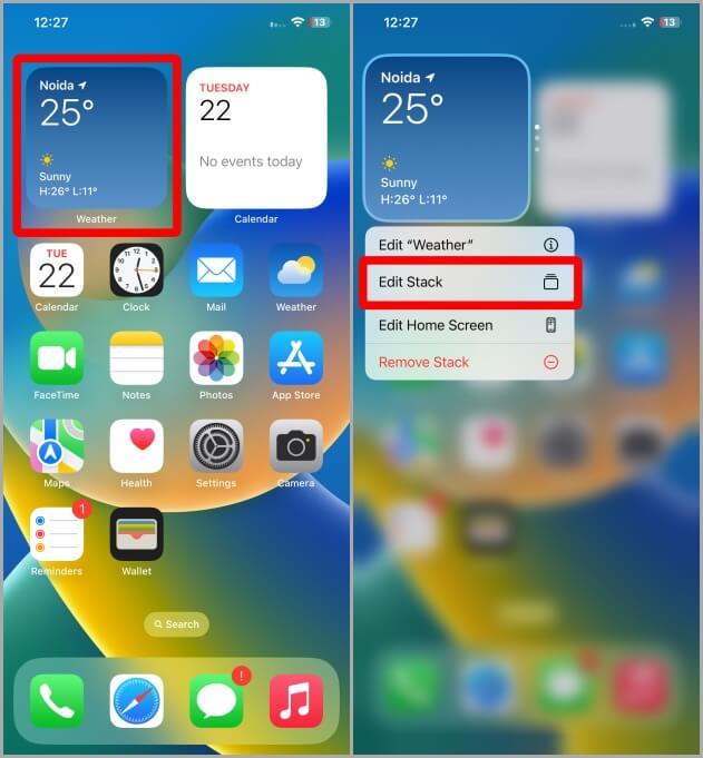 Editing-a-Widget-Stack-on-iPhone كيفية إنشاء وتعديل وإزالة حزم الأدوات الويدجت على iPhone