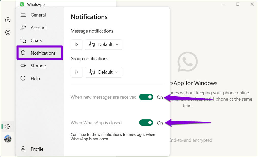 Enable-WhatsApp-Desktop-Notifications أفضل 7 طرق لإصلاح عدم عرض الإشعارات لتطبيق WhatsApp سطح المكتب على Windows 11