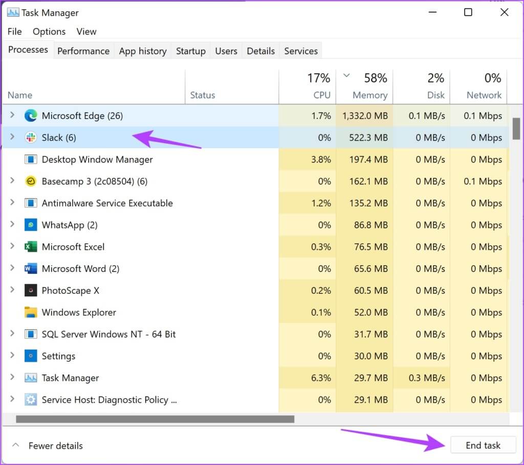 End-Slack-1024x910-1 10 إصلاحات لعدم عمل إشعارات Slack على Mac و Windows Desktop