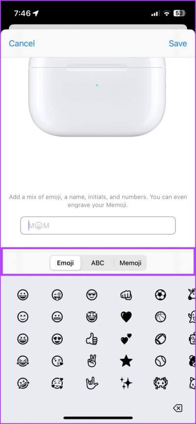 Engrave-Memoji-on-AirPods-via-Apple-Store-App-5-1-713x1536-1 كيفية نقش حافظة AirPods باستخدام Memoji أو Emoji أو Text مجانًا