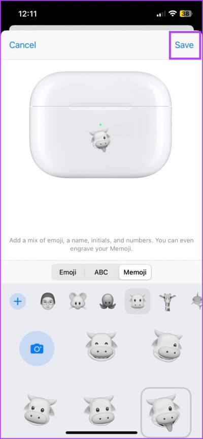 Engrave-Memoji-on-AirPods-via-Apple-Store-App-7-713x1536-1 كيفية نقش حافظة AirPods باستخدام Memoji أو Emoji أو Text مجانًا