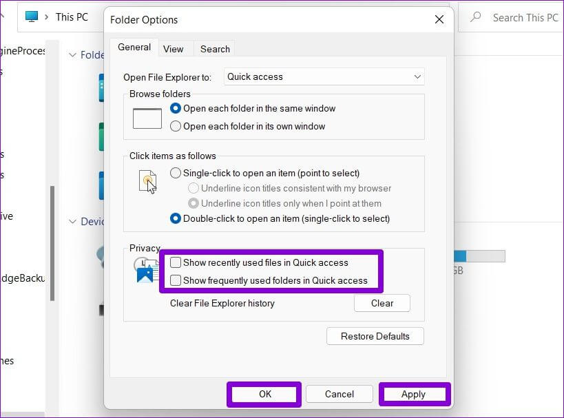 Folder-Options-on-Windows-819x607 كيفية استخدام الوصول السريع في Windows 11