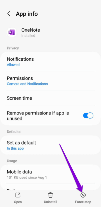 Force-Stop-OneNote-on-Android-500x1024-1 أفضل 6 طرق لإصلاح عدم عمل تطبيق OneNote على Android