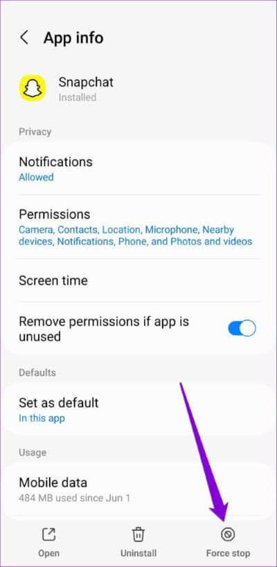 Force-Stop-Snapchat-App-500x1024-1 أفضل 7 طرق لإصلاح مشكلة عدم عمل الرسائل الصوتية في Snapchat