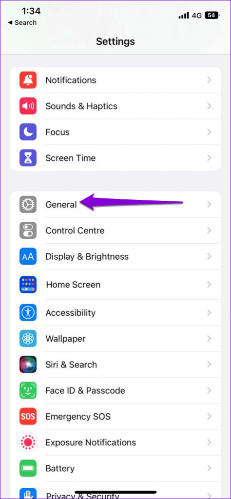 General-Settings-on-iPhone-4-474x1024-1 أفضل 8 طرق لإصلاح عدم عمل إشعارات تطبيق Google Chat على Android و iPhone
