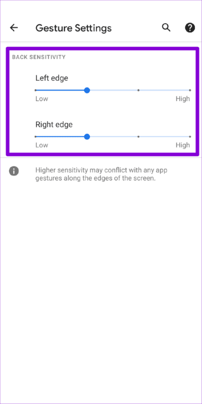 Gestures Sensitivity on Android 512x1024 1 - أفضل 7 طرق لإصلاح عدم عمل الإيماءات على Android