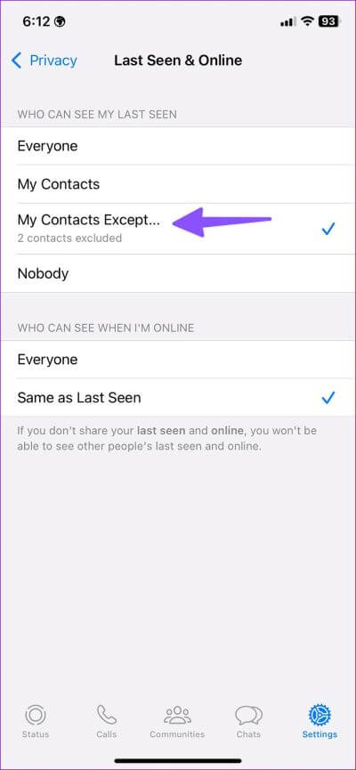 Hide-WhatsApp-online-status-from-one-person-17-400x865 كيفية إخفاء حالة WhatsApp عبر الإنترنت من جهات اتصال محددة