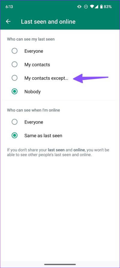 Hide-WhatsApp-online-status-from-one-person-18-400x889 كيفية إخفاء حالة WhatsApp عبر الإنترنت من جهات اتصال محددة