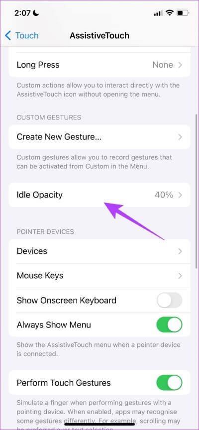 Idle-Opacity 7 طرق لإصلاح لعدم عمل AssistiveTouch على iPhone