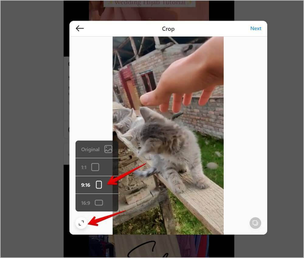 Instagram-Reel-Website-Aspect-Ratio-Crop كيفية تحميل ريلز على Instagram من المعرض وجهاز الكمبيوتر