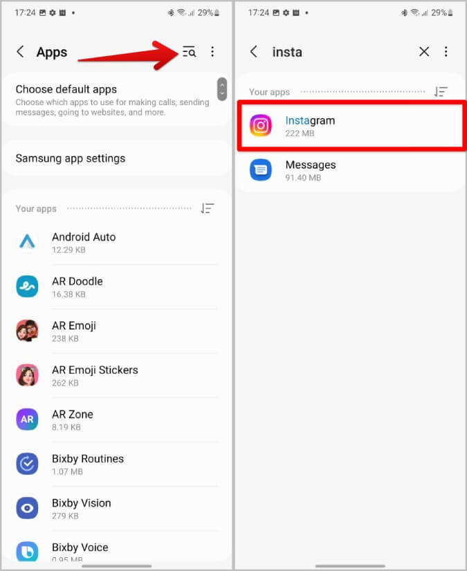 Instagram-app-settings-on-Android كيفية الحصول على إشعارات Instagram و WhatsApp على Samsung Galaxy Watch