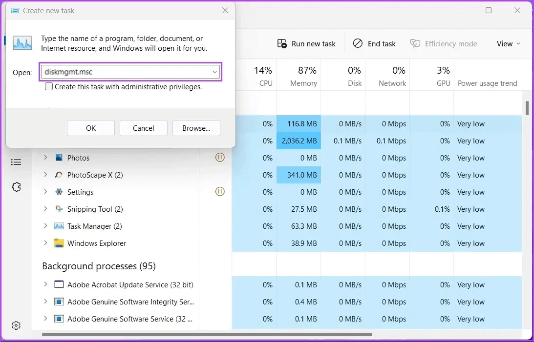Launch-Dik-Management-Using-Task-Manager أفضل 6 طرق لفتح إدارة الأقراص على نظامي التشغيل Windows 10 و Windows 11
