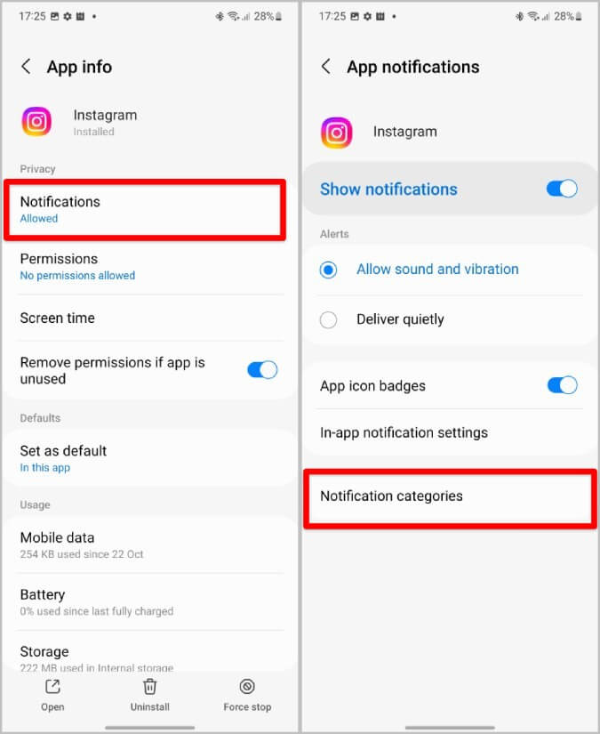 Notification-settings-for-app كيفية الحصول على إشعارات Instagram و WhatsApp على Samsung Galaxy Watch