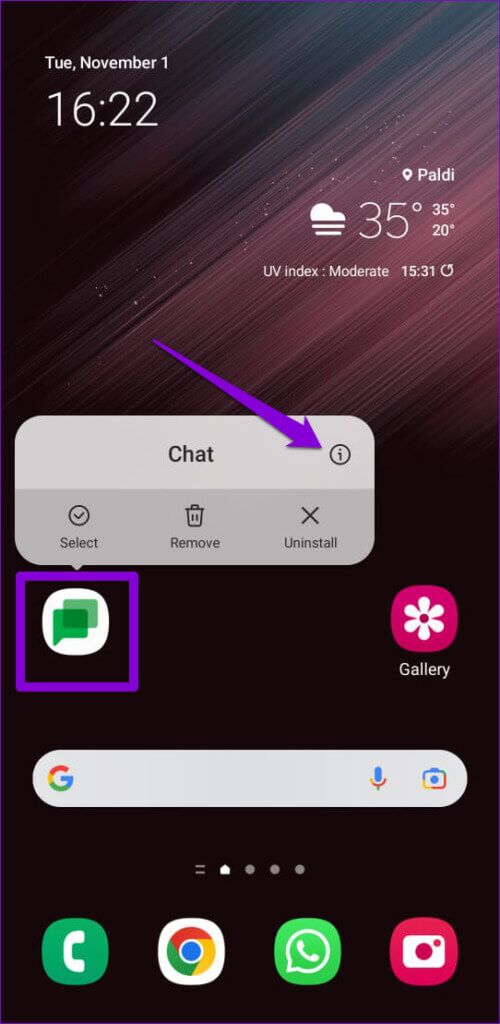 Open-Google-Chat-App-Info-500x1024-1-500x1024 أفضل 8 طرق لإصلاح عدم عمل إشعارات تطبيق Google Chat على Android و iPhone