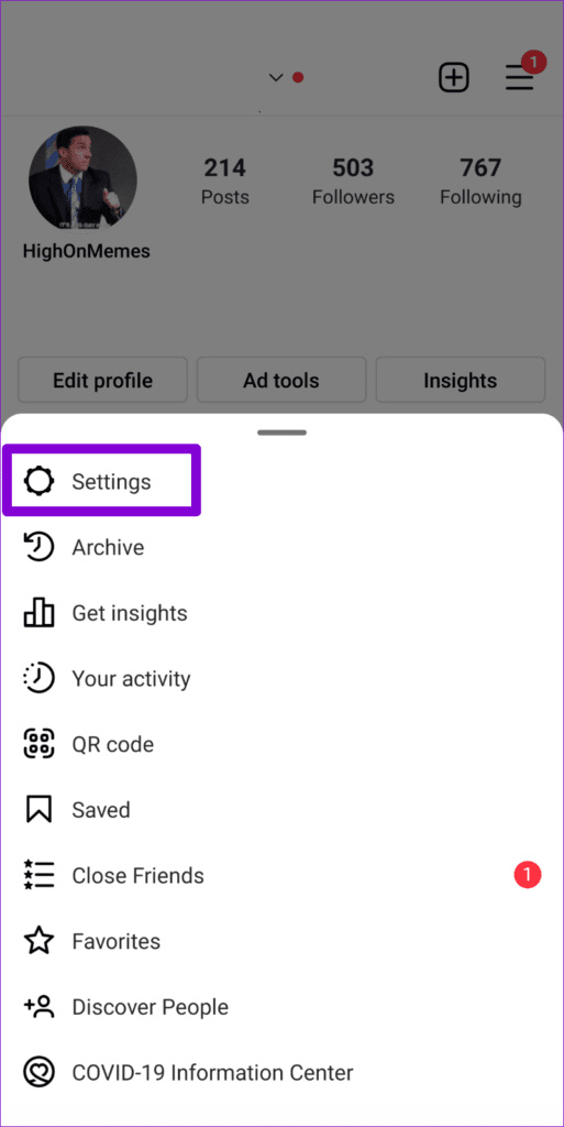 Open-Instagram-Settings-1-513x1024-1 أفضل 7 طرق لإصلاح عدم عمل الفلاتر والتأثيرات على Instagram