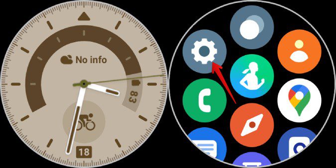 Opening-Settings-on-Galaxy-Watch-1 كيفية تغيير المعصم والتوجيه على Samsung Galaxy Watch