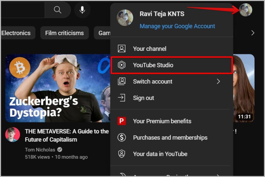 Opening-YouTube-Studio-on-YouTube-Web-App-1080x722 كيفية تعيين أو تغيير اسم المستخدم / التعامل مع YouTube