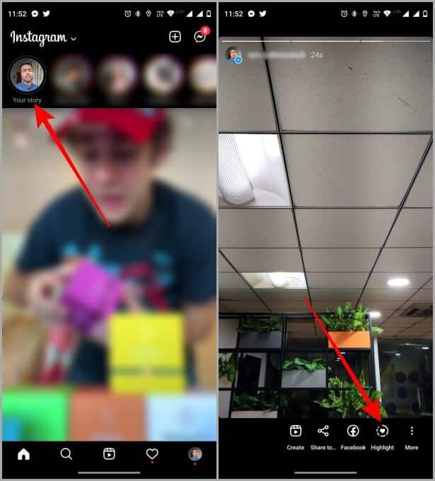 Opening-own-Story-on-Instagram كيفية إضافة قصة إلى النقاط البارزة على Instagram