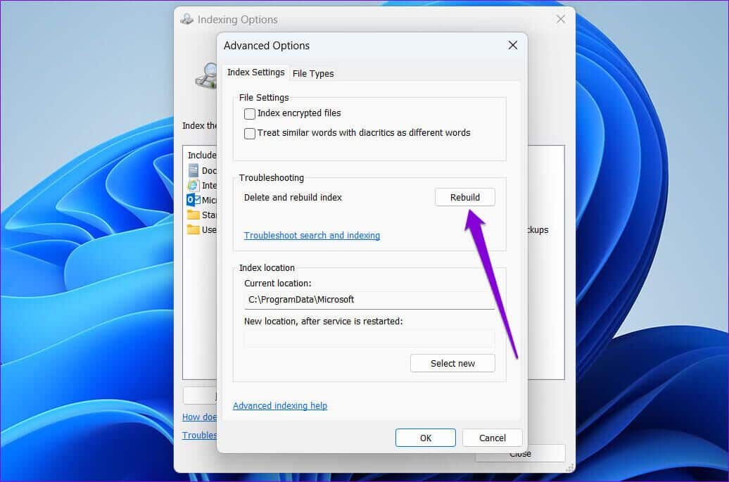 Rebuild-Search-Index-on-Windows-2-1036x685 أفضل 8 طرق لإصلاح استخدام Windows Explorer العالي لوحدة المعالجة المركزية على Windows 11