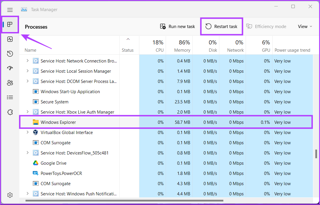 Restart-File-Explorer أفضل 6 طرق لإصلاح عدم عمل Ctrl-Alt-Delete على Windows 11