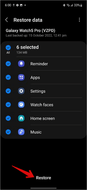 Restore-option-on-Samsung-Galaxy-Watch-Smart-Switch كيفية النسخ الاحتياطي وإعادة تعيين واستعادة Samsung Galaxy Watch