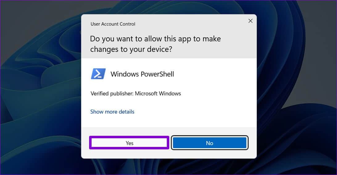 Run-PowerShell-as-Administrator-UAC-Prompt أفضل 4 طرق لإضافة أو إزالة الميزات الاختيارية على Windows 11