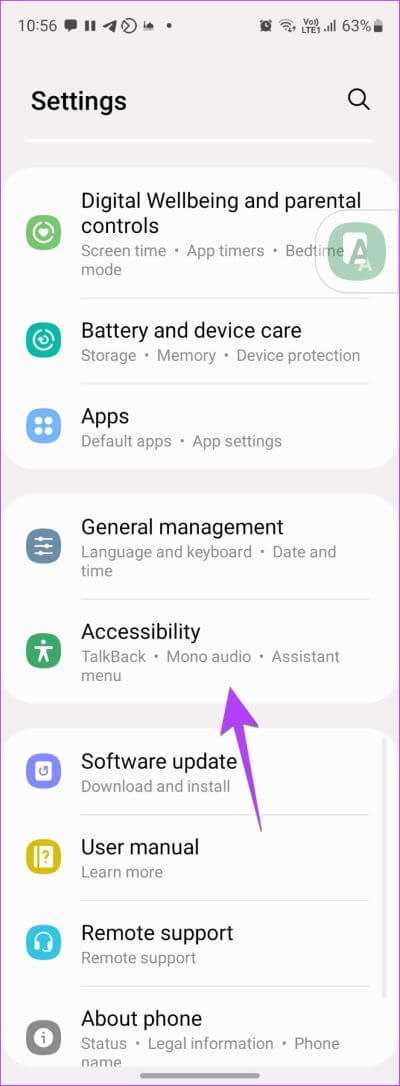 Samsung-Accessibility-400x1086 كيفية إزالة زر الصفحة الرئيسية العائم من شاشة iPhone و Android