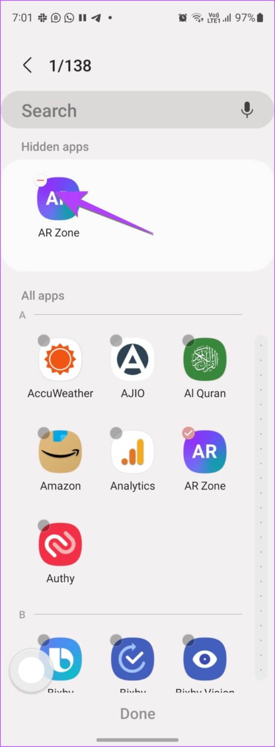 Samsung-Unhide-Apps-566x1536-1-566x1536 9 طرق لإضافة تطبيق إلى الشاشة الرئيسية على iPhone و Android