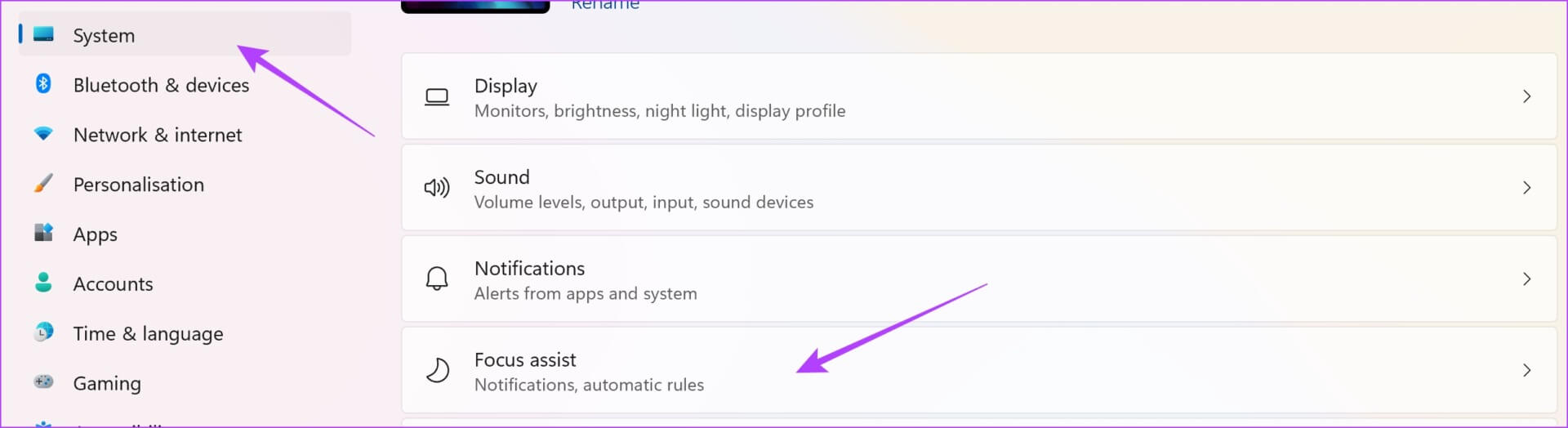 Select-Focus-Assist 10 إصلاحات لعدم عمل إشعارات Slack على Mac و Windows Desktop