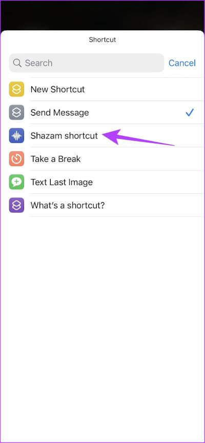 Select-Shazam-Shortcut كيفية إضافة اختصار Shazam على iPhone