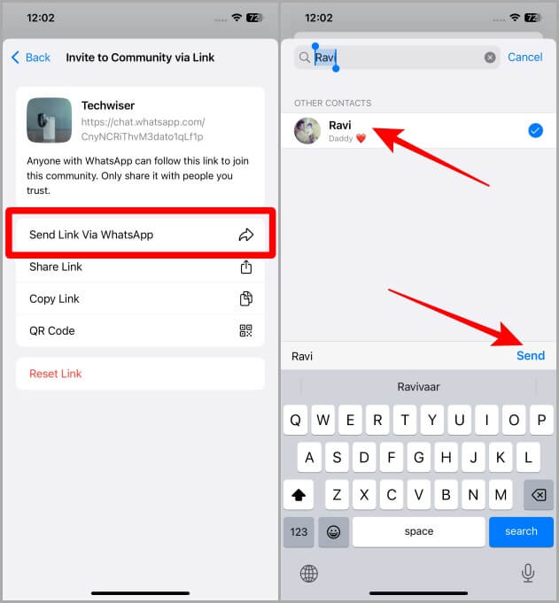 Sending-Community-Invite-to-the-Person-on-iOS-1-631x681 كيفية دعوة شخص ما إلى مجتمع Whatsapp على نظامي iOS و Android