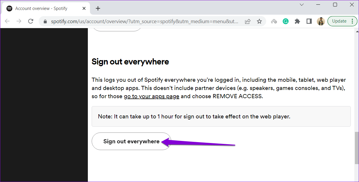 Sign-Out-of-Spotify-on-All-Devices أفضل 6 طرق لإصلاح خطأ لا يوجد اتصال متاح بالإنترنت في Spotify على Android