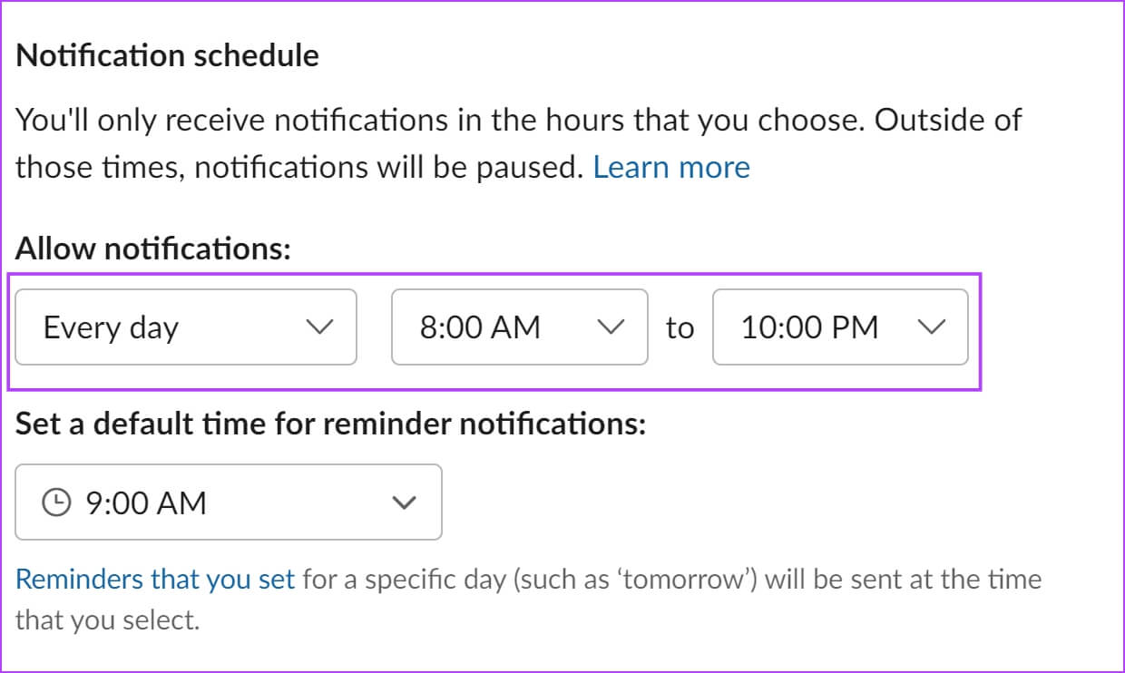 Slack-Notification-Schedule 10 إصلاحات لعدم عمل إشعارات Slack على Mac و Windows Desktop
