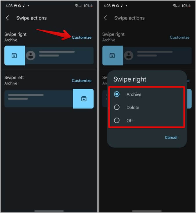 Swipe-action-on-Google-Messages-675x732 كيفية تكوين إيماءة التمرير السريع على رسائل Google