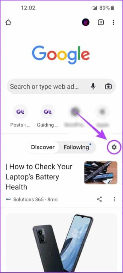 Tap-On-Cogwheel-463x1024-1-400x885 كيفية تعطيل Google Discover تمامًا على Android