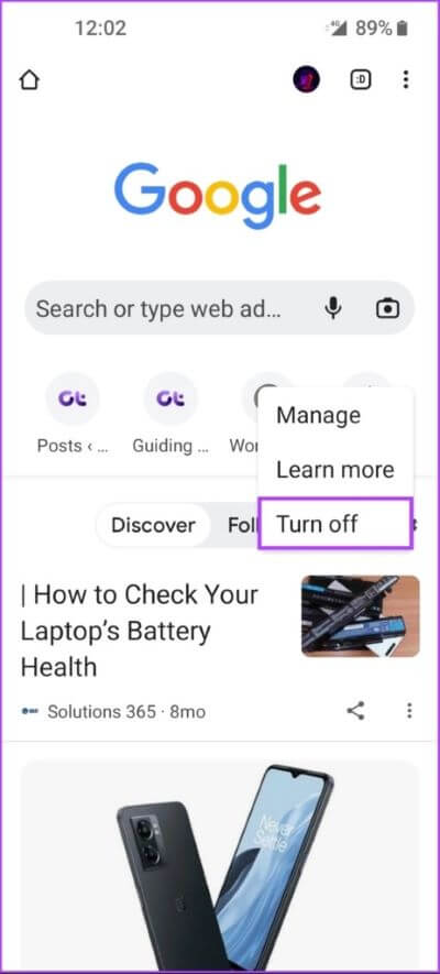 Tap-Turn-Off-463x1024-1-400x885 كيفية تعطيل Google Discover تمامًا على Android