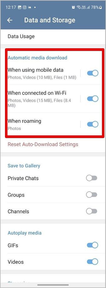 Telegram-Android-Auto-Download كيفية تنزيل صور أو مقاطع فيديو متعددة من Telegram