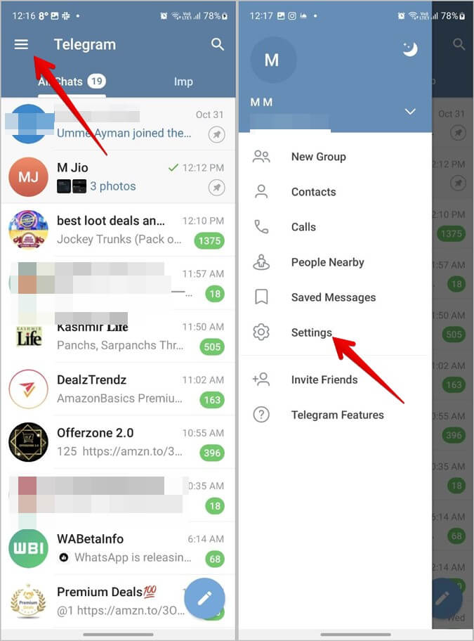 Telegram-Android-Settings كيفية تنزيل صور أو مقاطع فيديو متعددة من Telegram