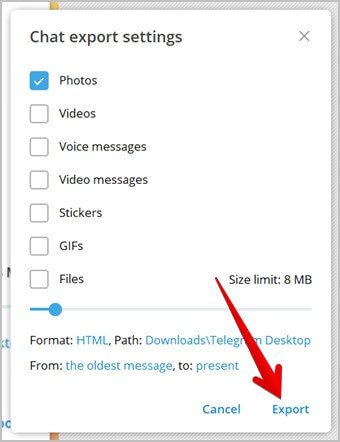 Telegram-Desktop-Export-Photos-Download كيفية تنزيل صور أو مقاطع فيديو متعددة من Telegram