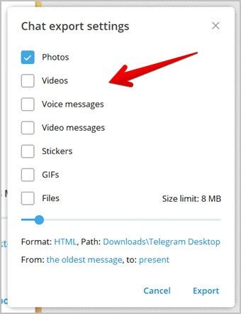 Telegram-Desktop-Export-Photos كيفية تنزيل صور أو مقاطع فيديو متعددة من Telegram