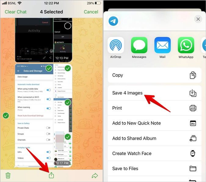 Telegram-iPhone-Save-multiple-Photos كيفية تنزيل صور أو مقاطع فيديو متعددة من Telegram