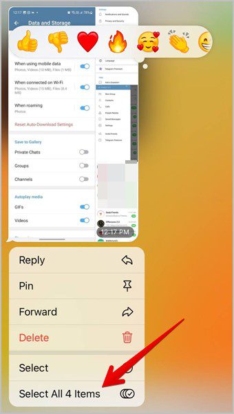 Telegram-iPhone-Select-multiple-Photos كيفية تنزيل صور أو مقاطع فيديو متعددة من Telegram